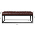 Metal Base Upholstered Bench For Bedroom For Entryway Dark Brown Pu