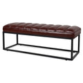 Metal Base Upholstered Bench For Bedroom For Entryway Dark Brown Pu