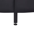 Queen Size Upholstered Faux Leather Platform Bed With Led Light Bed Frame With Slatted Black Queen Black Solid Wood