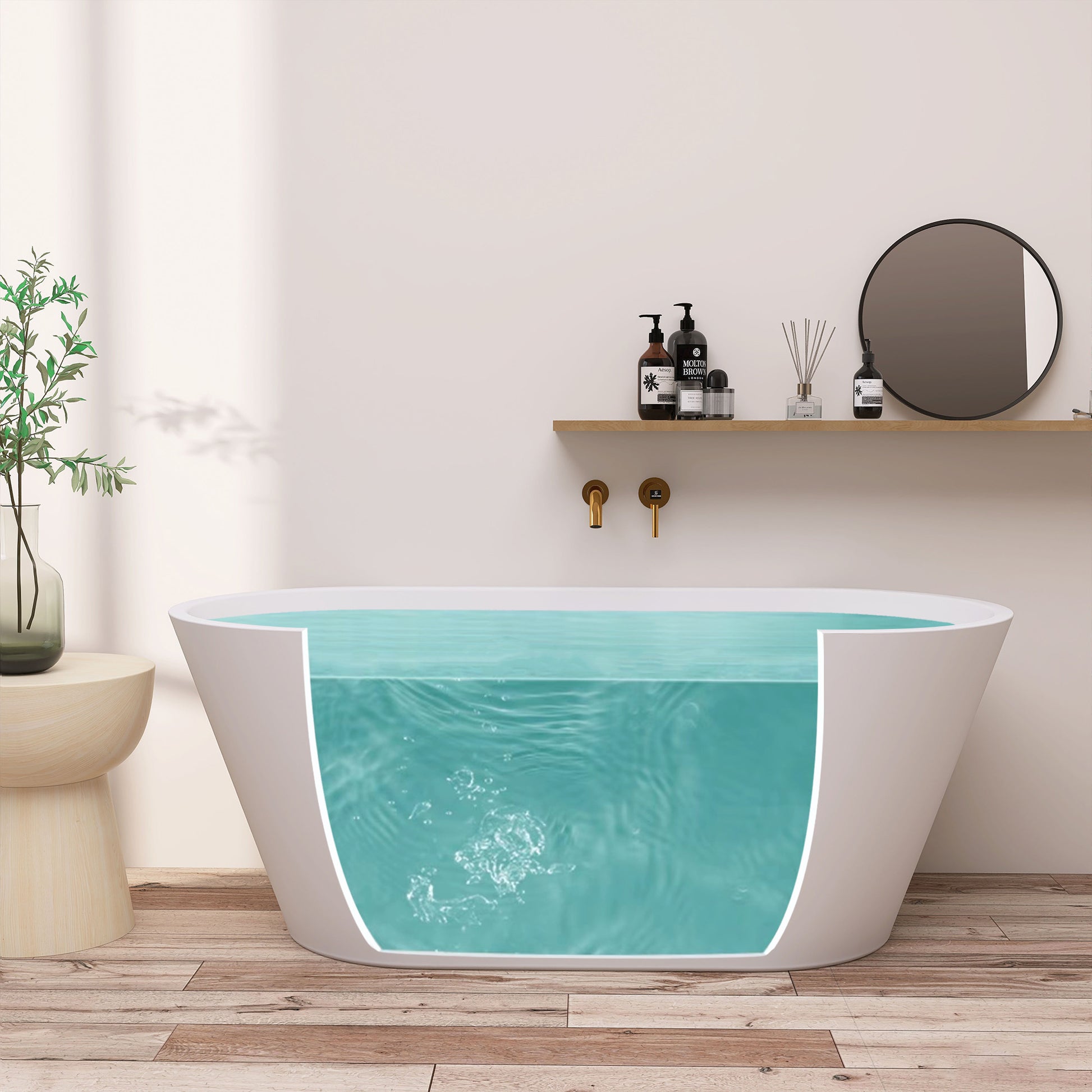 67" Acrylic Free Standing Tub Classic Oval Shape Soaking Tub, Adjustable Freestanding Bathtub With Integrated Slotted Overflow And Chrome Pop Up Drain Anti Clogging Gloss White Gloss White Oval Bathroom Freestanding Tubs Polished 61 69 In Modern Soaking