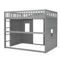 Full Size House Loft Bed With Ladder Gray Gray Solid Wood