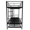 Twin Over Twin Metal Bunk Bed Frame With Trundle Upgrade Reinforcement Version Black Metal