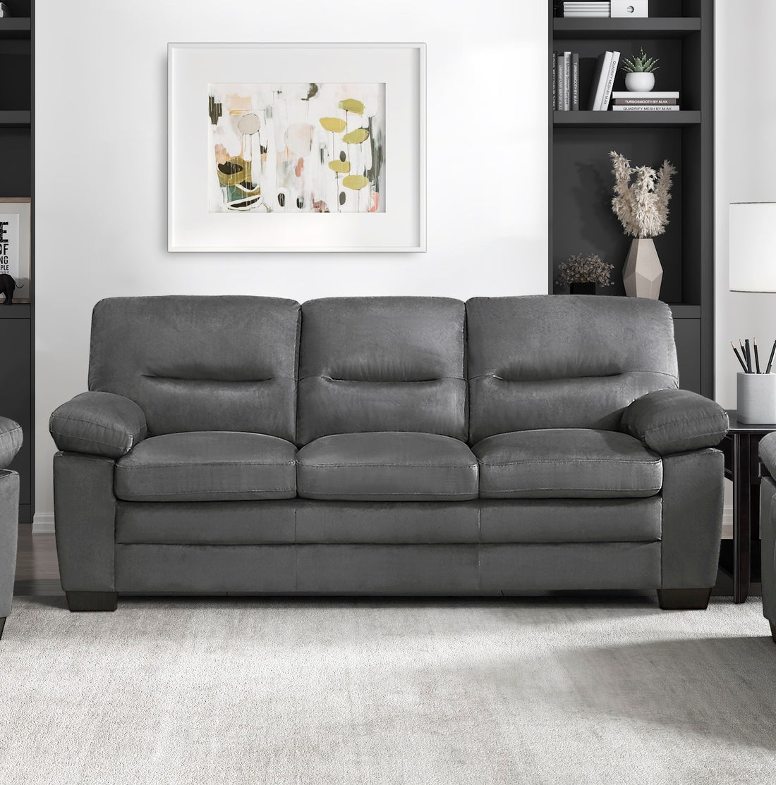 Modern Sleek Design Living Room Furniture 1Pc Sofa Dark Gray Fabric Upholstered Comfortable Plush Seating Dark Gray Primary Living Space Modern Fabric