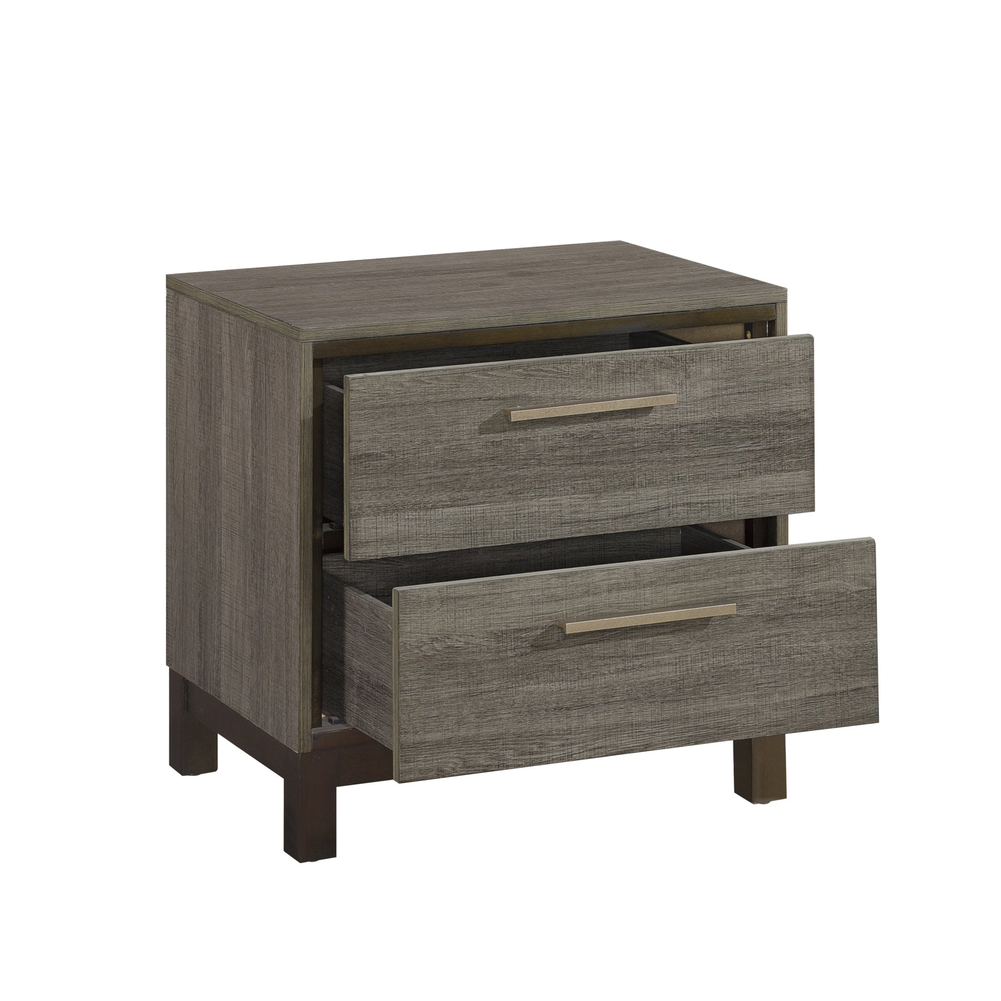 Contemporary Styling 1Pc Nightstand Of 2X Drawers W Antique Bar Pulls Two Tone Finish Wooden Bedroom Furniture Brown Mix 2 Drawers Bedroom Contemporary Wood