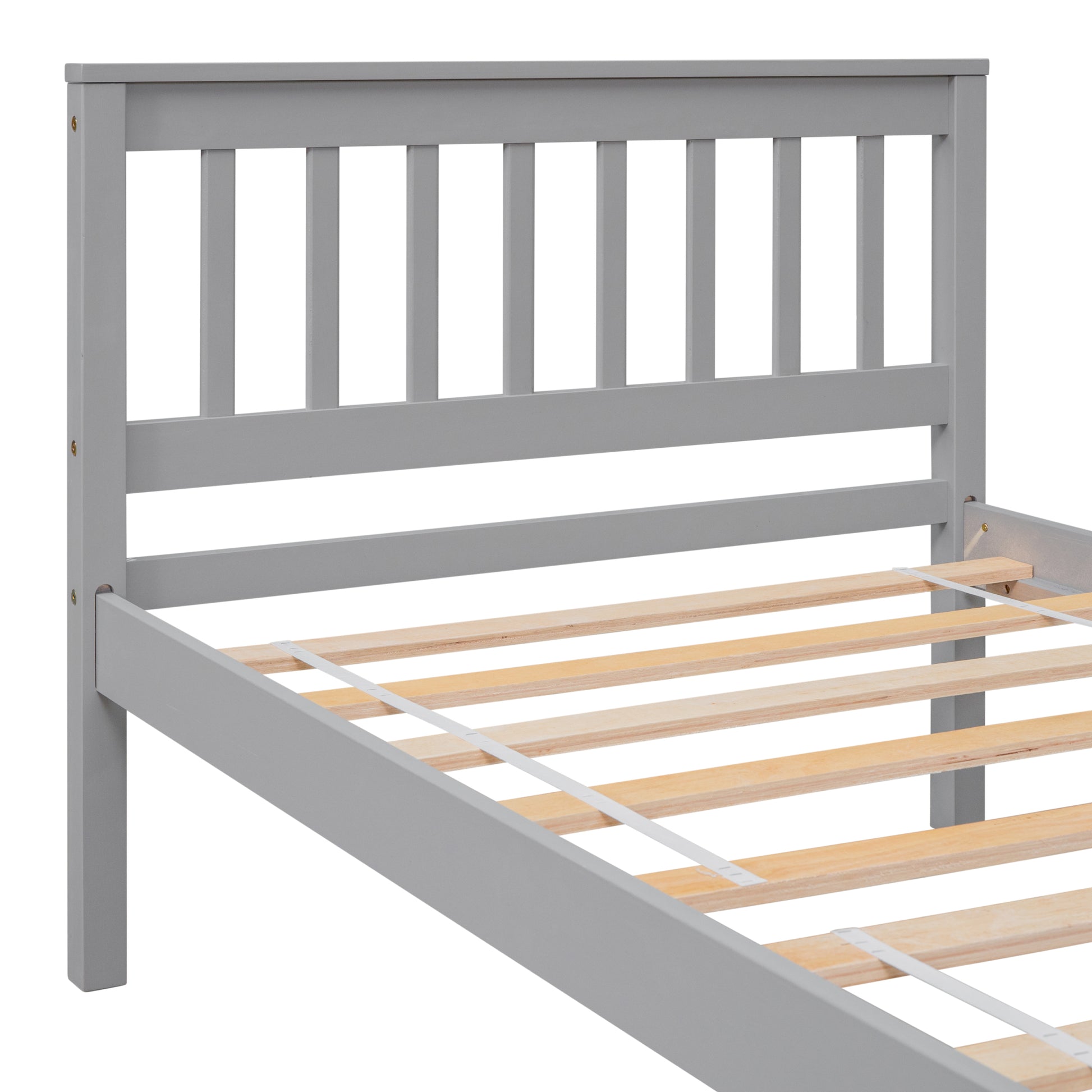 Twin Bed With Headboard And Footboard For Kids, Teens, Adults,With A Nightstand,Grey Twin Grey Pine