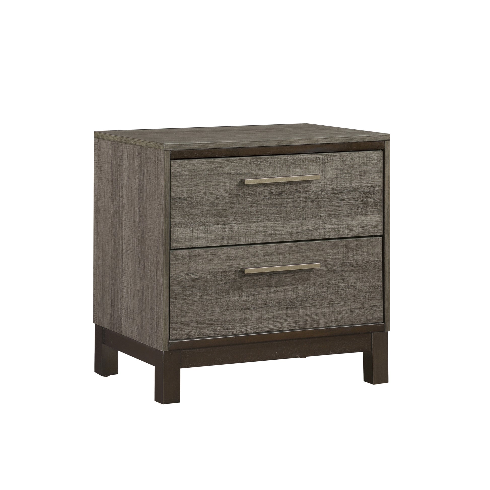 Contemporary Styling 1Pc Nightstand Of 2X Drawers W Antique Bar Pulls Two Tone Finish Wooden Bedroom Furniture Brown Mix 2 Drawers Bedroom Contemporary Wood