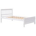 Twin Bed With Headboard And Footboard For Kids, Teens, Adults,With A Nightstand,Wite White Pine