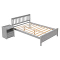 Full Bed With Headboard And Footboard For Kids, Teens, Adults,With A Nightstand,Grey Full Grey Pine