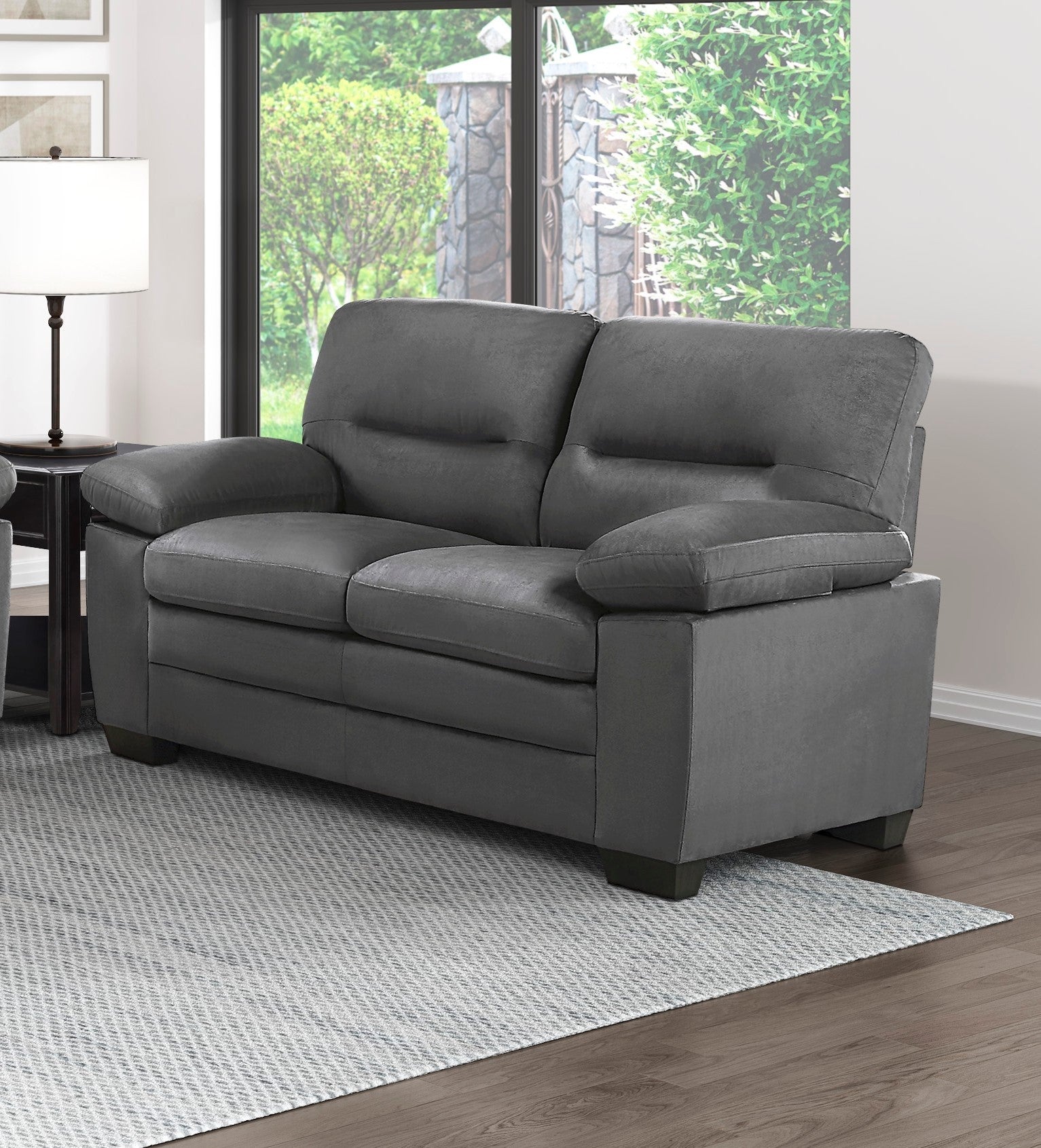 Modern Sleek Design Living Room Furniture 1Pc Loveseat Dark Gray Fabric Upholstered Comfortable Plush Seating Dark Gray Primary Living Space Modern Fabric