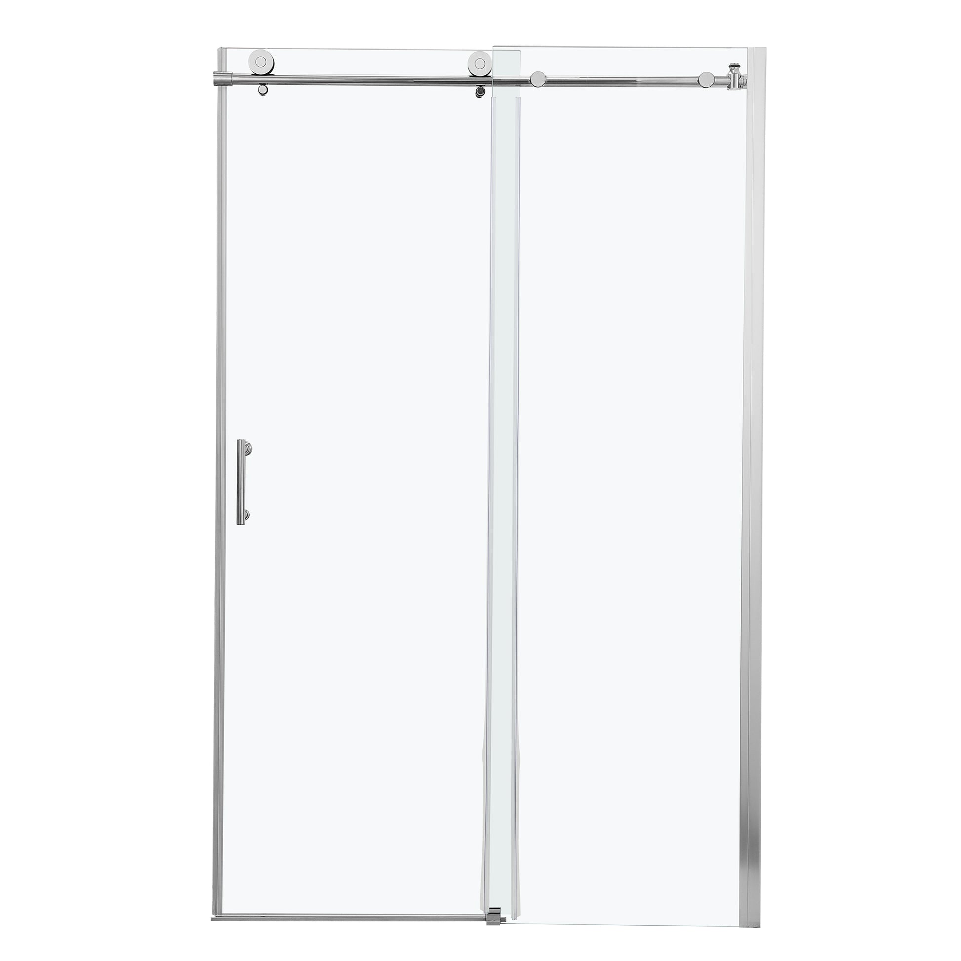 Shower Door 48" W X 76"H Single Sliding Bypass Shower Enclosure,Chrome Chrome Glass