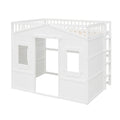 Full Size House Loft Bed With Ladder White Full White Solid Wood