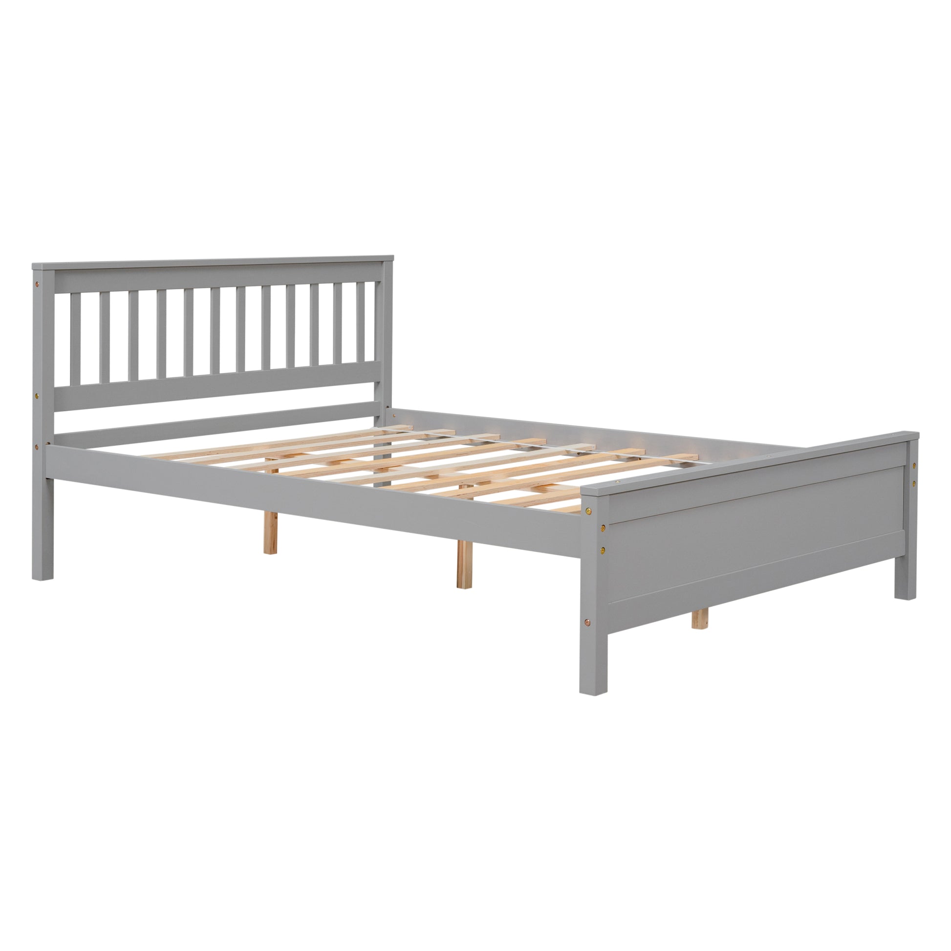 Full Bed With Headboard And Footboard For Kids, Teens, Adults,With A Nightstand,Grey Full Grey Pine