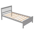 Twin Bed With Headboard And Footboard For Kids, Teens, Adults,With A Nightstand,Grey Twin Grey Pine