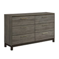 Contemporary Styling 1Pc Dresser Of 6X Drawers With Antique Bar Pulls Two Tone Finish Wooden Bedroom Furniture Brown Mix 5 Drawers & Above Bedroom Contemporary Wood