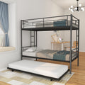 Twin Over Twin Metal Bunk Bed Frame With Trundle Upgrade Reinforcement Version Black Metal