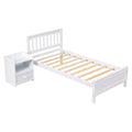 Twin Bed With Headboard And Footboard For Kids, Teens, Adults,With A Nightstand,Wite White Pine