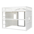 Full Size House Loft Bed With Ladder White Gray Frame White Gray Solid Wood