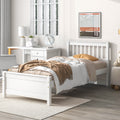 Twin Bed With Headboard And Footboard For Kids, Teens, Adults,With A Nightstand,Wite White Pine