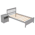 Twin Bed With Headboard And Footboard For Kids, Teens, Adults,With A Nightstand,Grey Twin Grey Pine