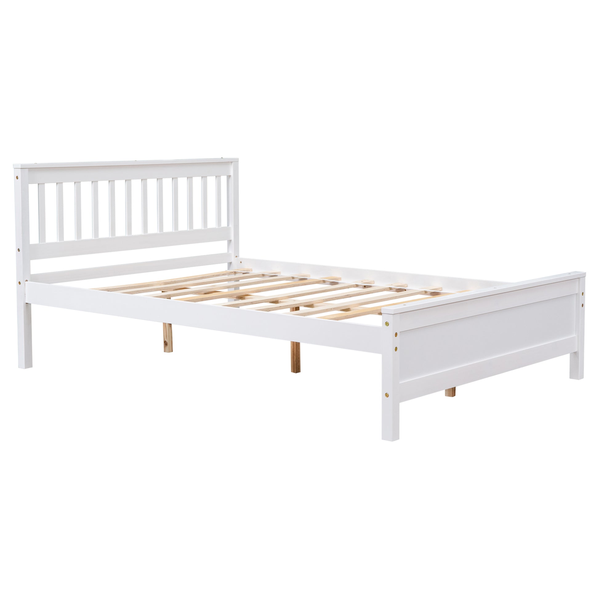 Full Bed With Headboard And Footboard For Kids, Teens, Adults,With A Nightstand ,White White Pine