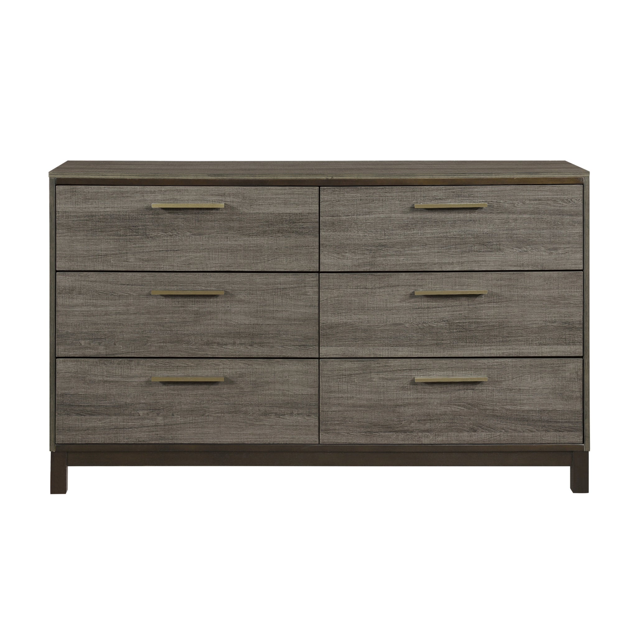 Contemporary Styling 1Pc Dresser Of 6X Drawers With Antique Bar Pulls Two Tone Finish Wooden Bedroom Furniture Brown Mix 5 Drawers & Above Bedroom Contemporary Wood