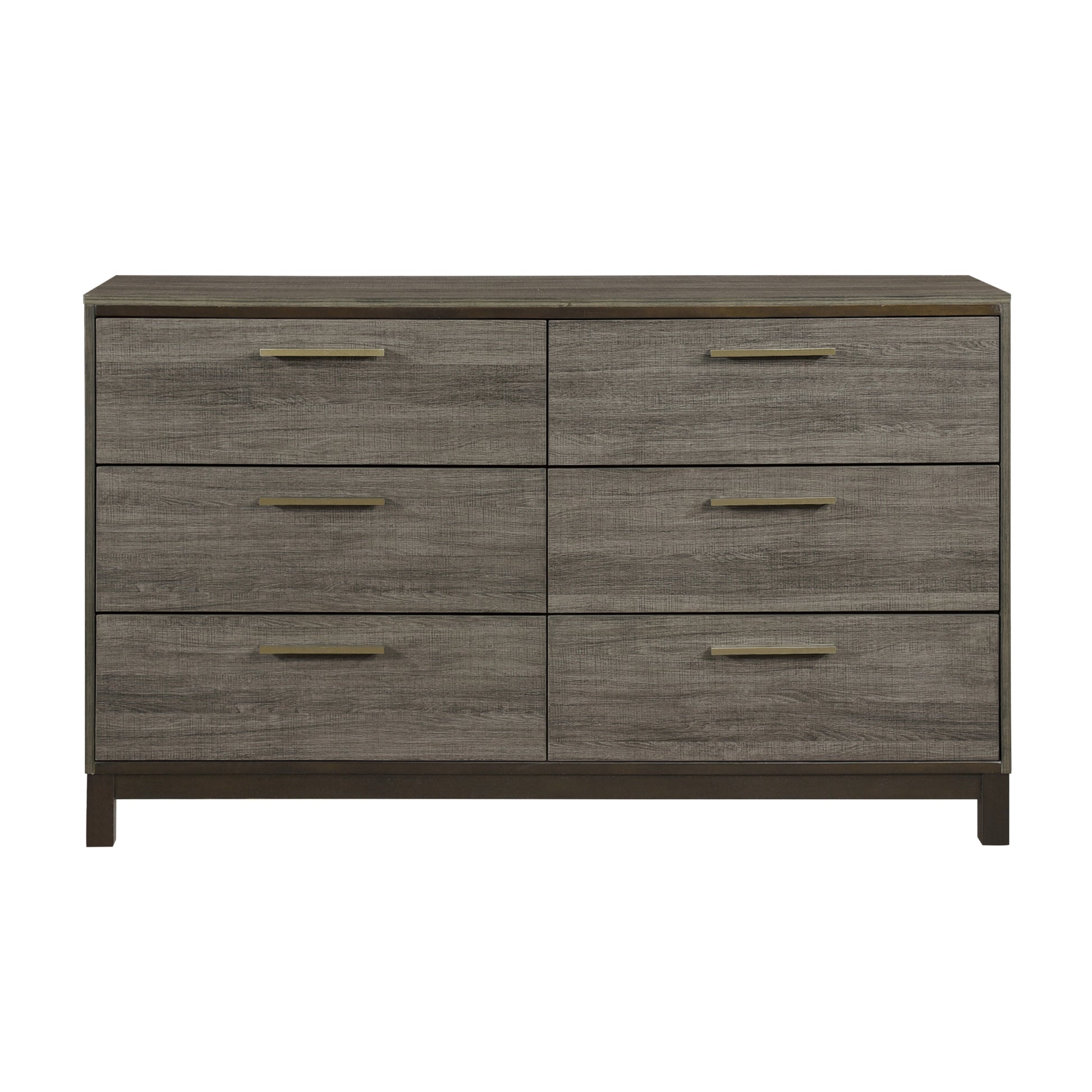 Contemporary Styling 1Pc Dresser Of 6X Drawers With Antique Bar Pulls Two Tone Finish Wooden Bedroom Furniture Brown Mix 5 Drawers & Above Bedroom Contemporary Wood