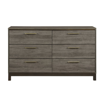 Contemporary Styling 1Pc Dresser Of 6X Drawers With Antique Bar Pulls Two Tone Finish Wooden Bedroom Furniture Brown Mix 5 Drawers & Above Bedroom Contemporary Wood