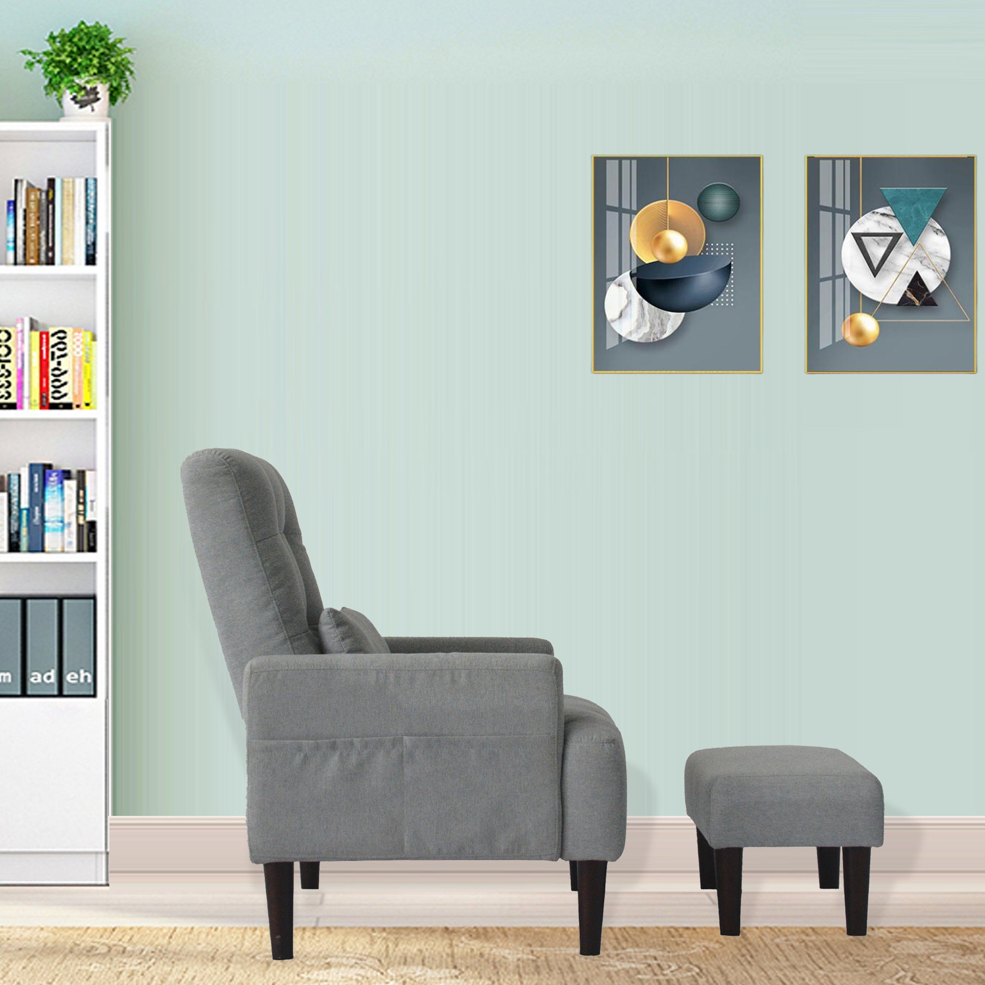 Redde Boo Modern Living Room Leisure Sofa Chair Design Gray Fabric Home Adjustable Cozy Soft Chair Cream White Modern Foam Fabric