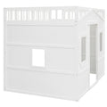 Full Size House Loft Bed With Ladder White Full White Solid Wood