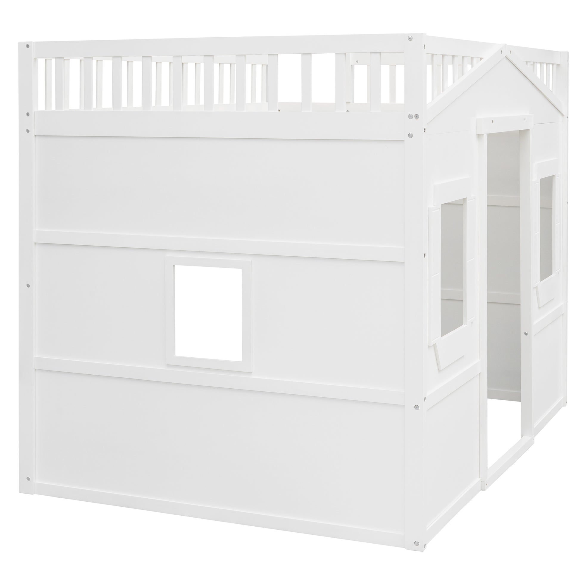 Full Size House Loft Bed With Ladder White Full White Solid Wood