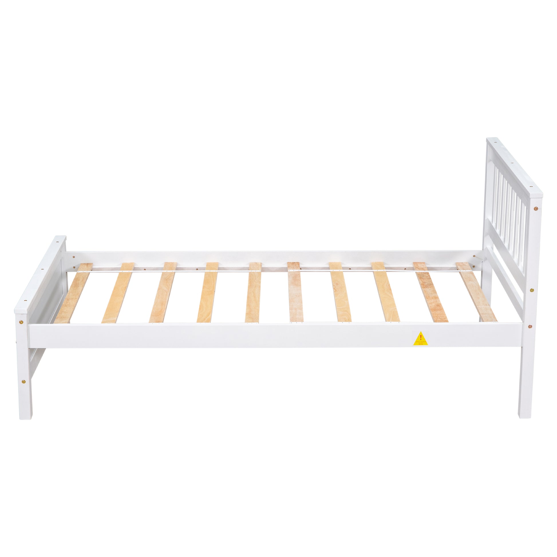 Twin Bed With Headboard And Footboard For Kids, Teens, Adults,With A Nightstand,Wite White Pine