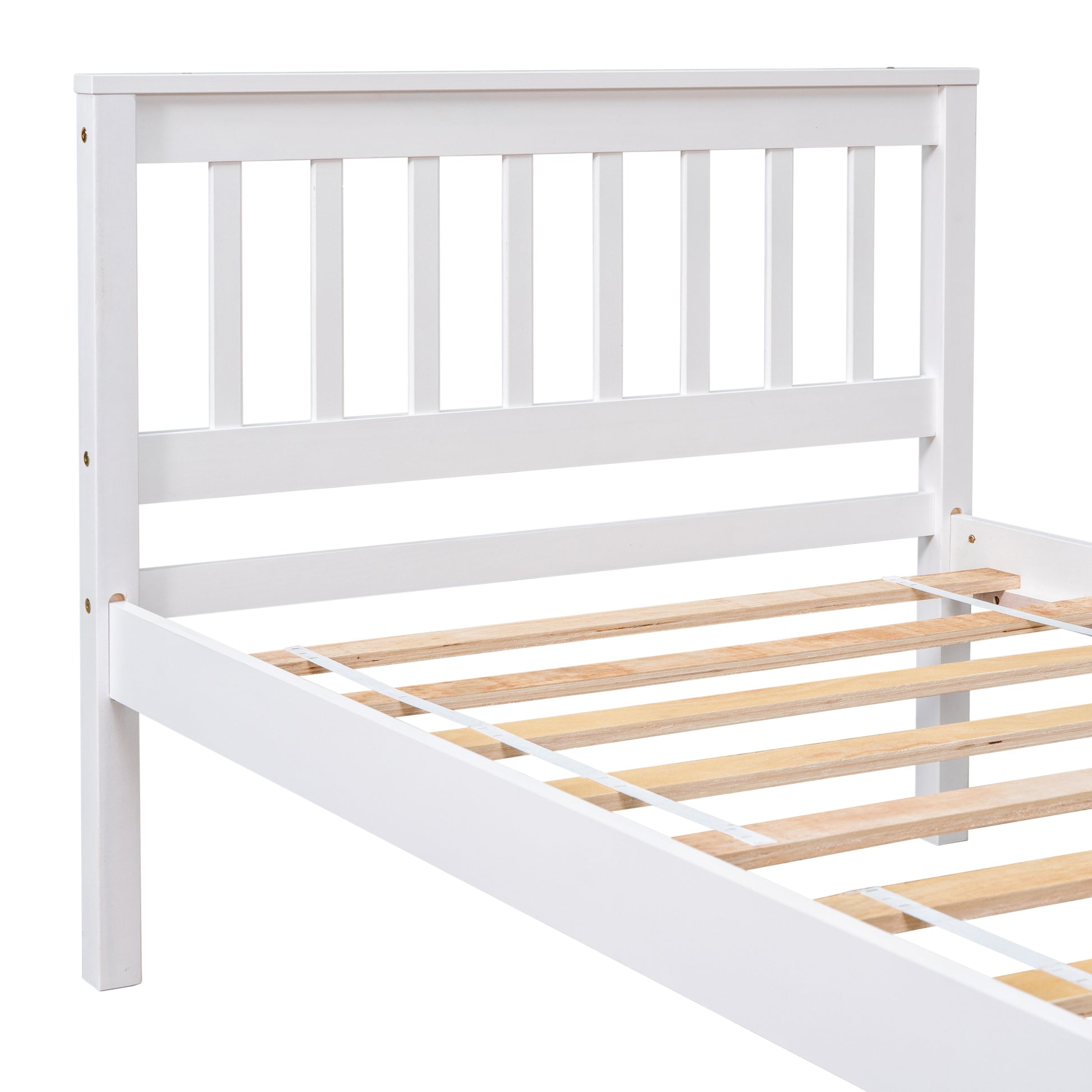 Twin Bed With Headboard And Footboard For Kids, Teens, Adults,With A Nightstand,Wite White Pine