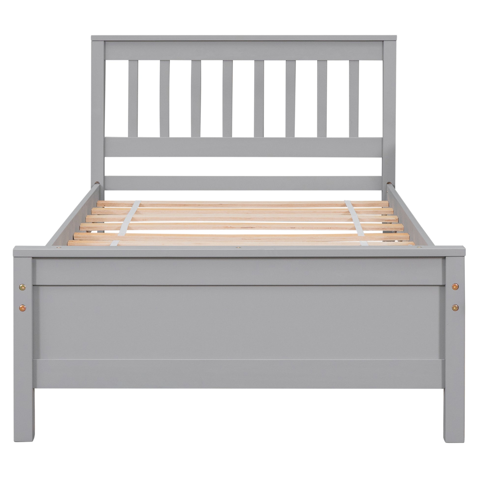 Twin Bed With Headboard And Footboard For Kids, Teens, Adults,With A Nightstand,Grey Twin Grey Pine