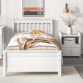 Twin Bed With Headboard And Footboard For Kids, Teens, Adults,With A Nightstand,Wite White Pine