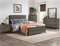 Contemporary Styling Bedroom Furniture 1Pc Queen Bed Antique Gray And Dark Brown Finish Wooden Bed Box Spring Required Queen Brown Mix Wood Bedroom Contemporary Wood