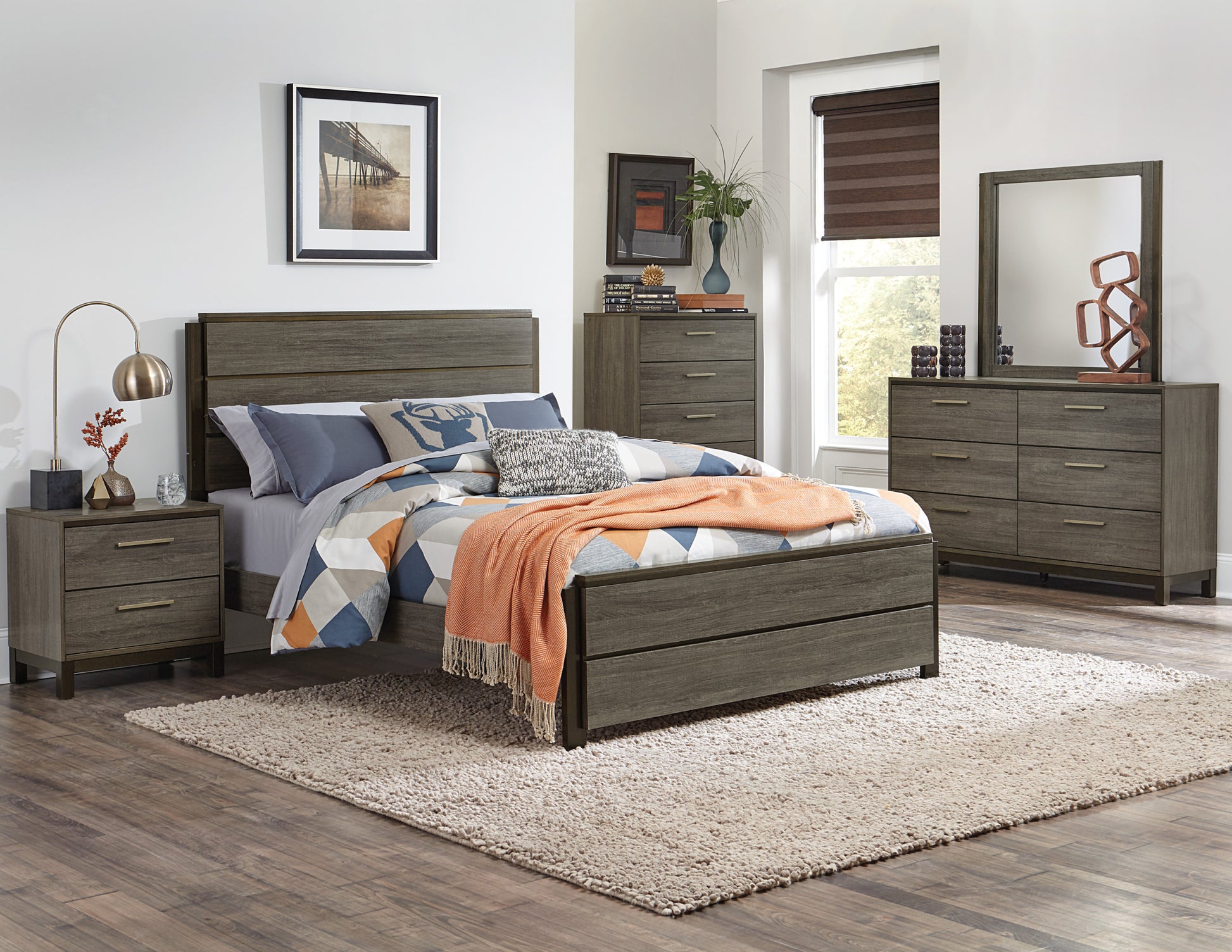 Contemporary Styling 1Pc Dresser Of 6X Drawers With Antique Bar Pulls Two Tone Finish Wooden Bedroom Furniture Brown Mix 5 Drawers & Above Bedroom Contemporary Wood