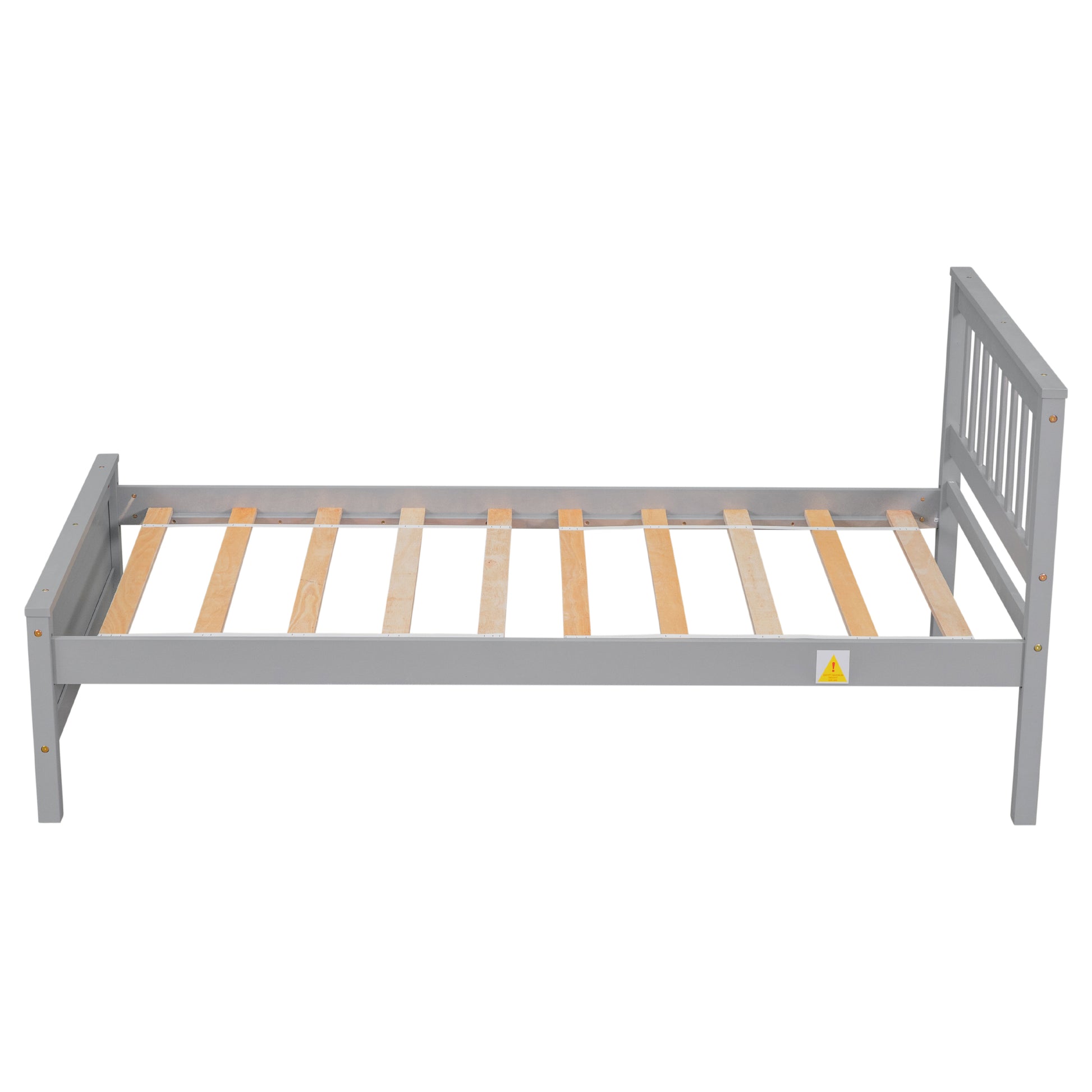 Twin Bed With Headboard And Footboard For Kids, Teens, Adults,With A Nightstand,Grey Twin Grey Pine