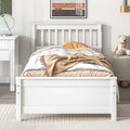 Twin Bed With Headboard And Footboard For Kids, Teens, Adults,With A Nightstand,Wite White Pine