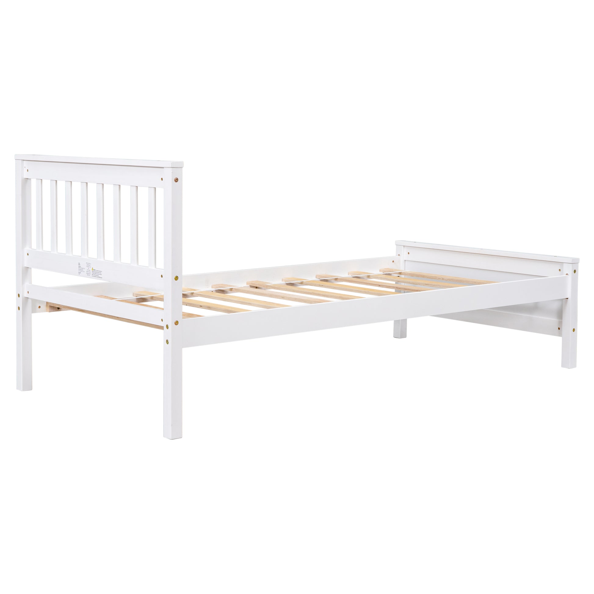 Twin Bed With Headboard And Footboard For Kids, Teens, Adults,With A Nightstand,Wite White Pine