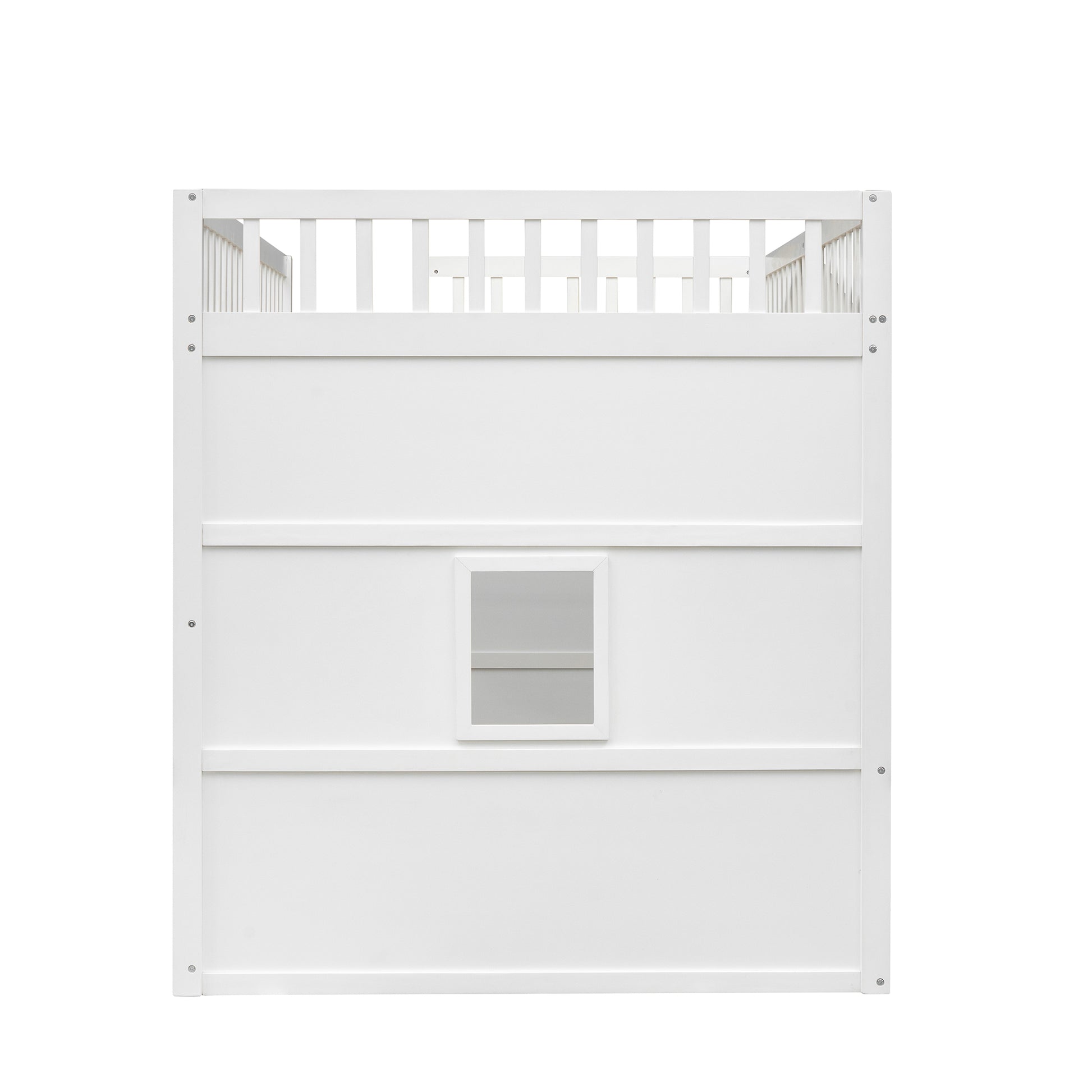 Full Size House Loft Bed With Ladder White Gray Frame White Gray Solid Wood