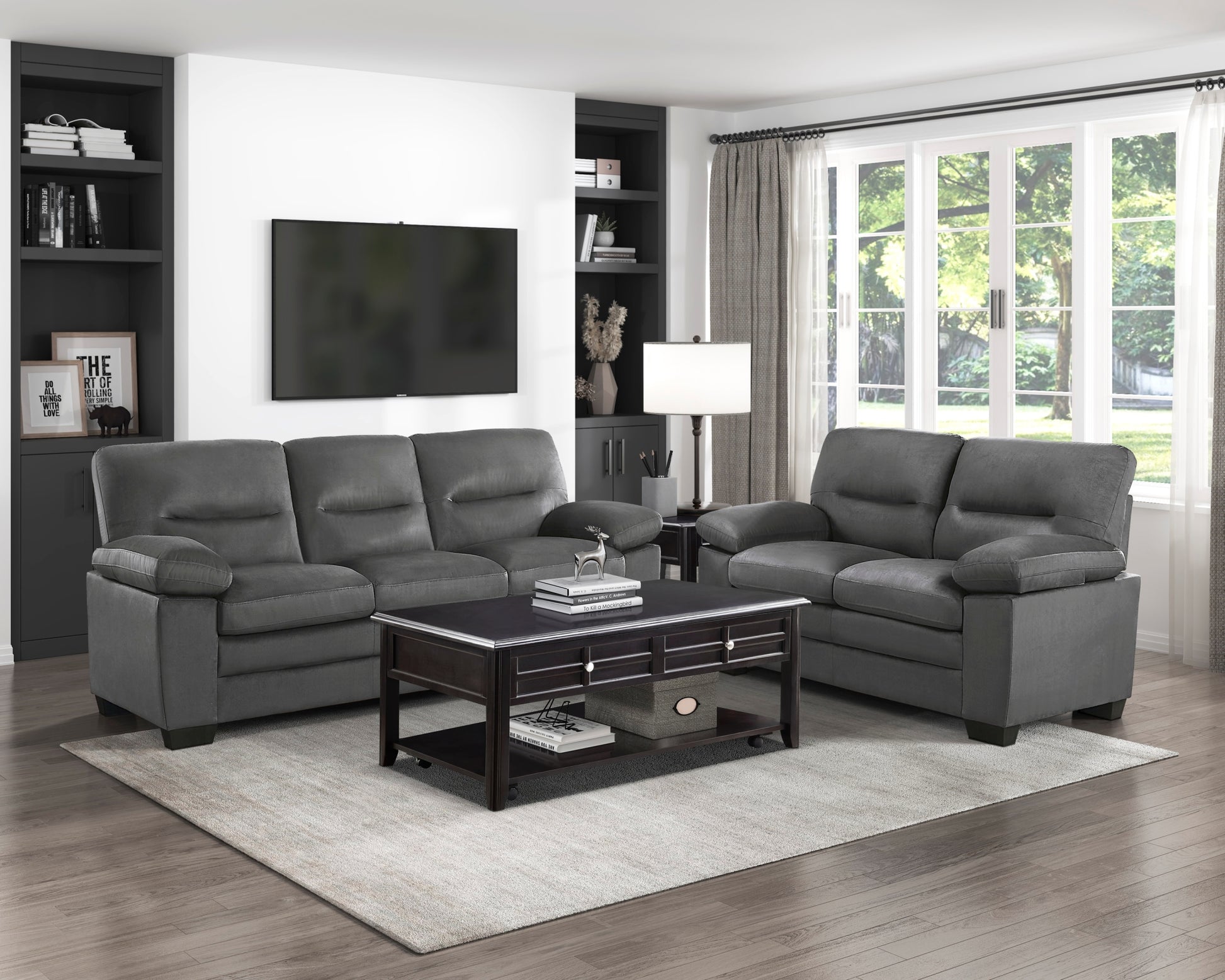 Modern Sleek Design Living Room Furniture 1Pc Sofa Dark Gray Fabric Upholstered Comfortable Plush Seating Dark Gray Primary Living Space Modern Fabric
