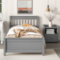 Twin Bed With Headboard And Footboard For Kids, Teens, Adults,With A Nightstand,Grey Twin Grey Pine