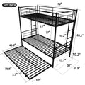 Twin Over Twin Metal Bunk Bed Frame With Trundle Upgrade Reinforcement Version Black Metal