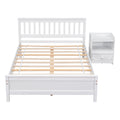 Full Bed With Headboard And Footboard For Kids, Teens, Adults,With A Nightstand ,White White Pine