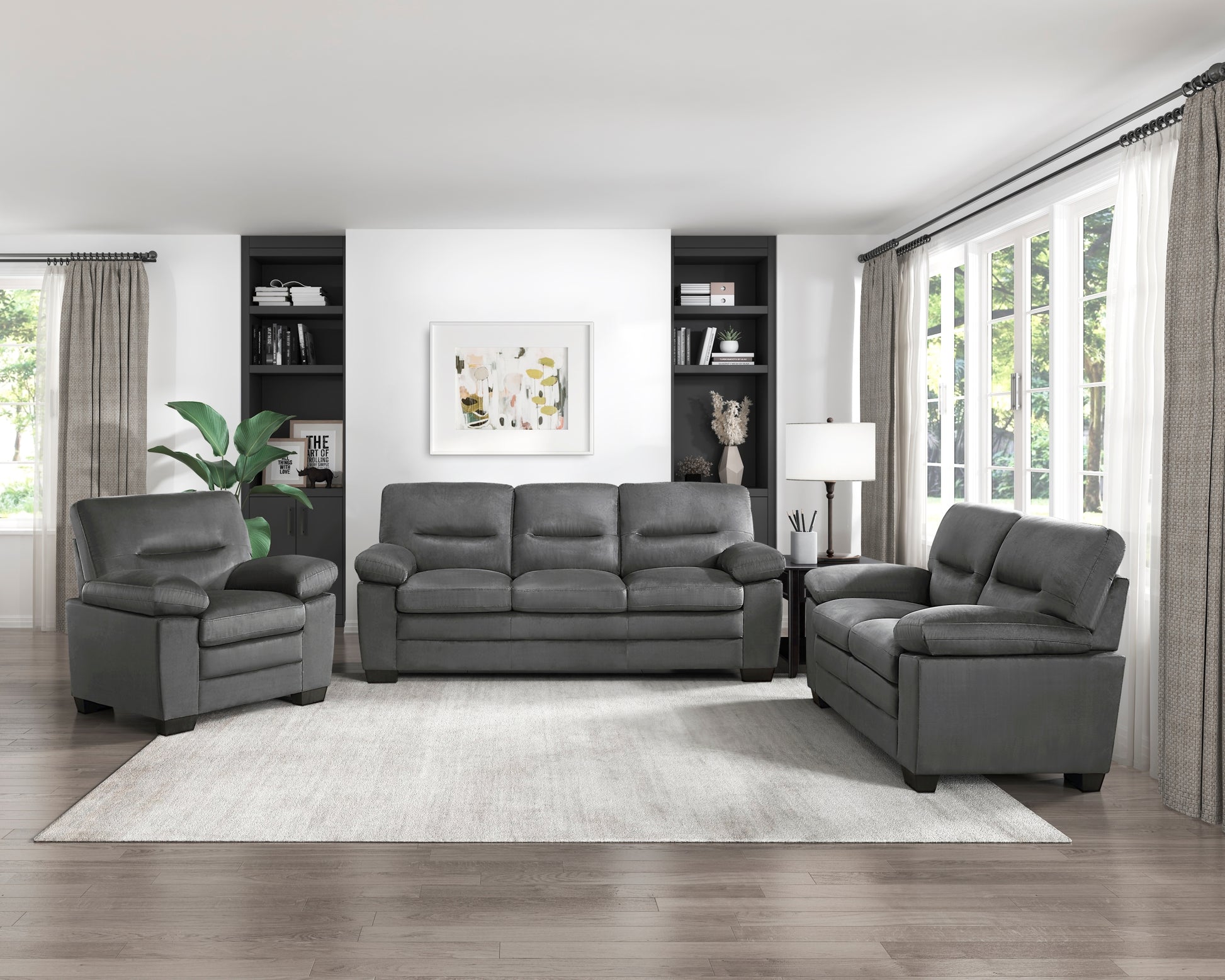 Modern Sleek Design Living Room Furniture 1Pc Sofa Dark Gray Fabric Upholstered Comfortable Plush Seating Dark Gray Primary Living Space Modern Fabric
