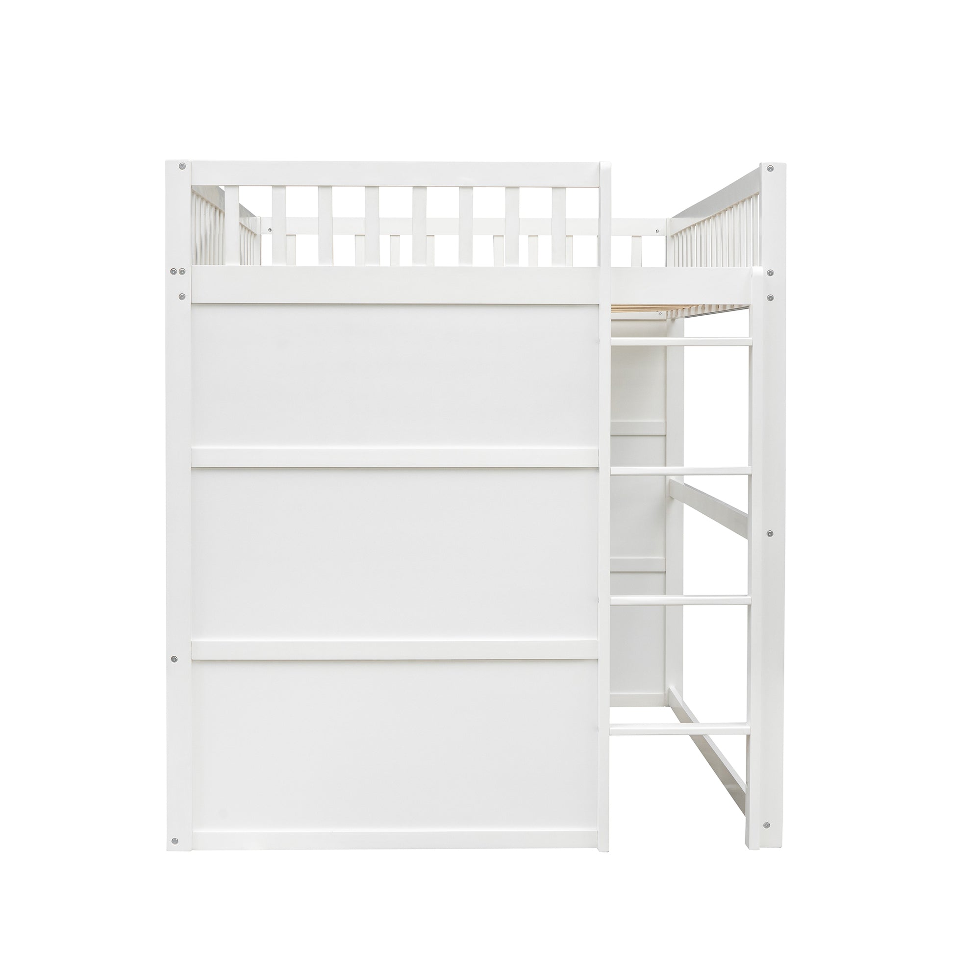 Full Size House Loft Bed With Ladder White Gray Frame White Gray Solid Wood