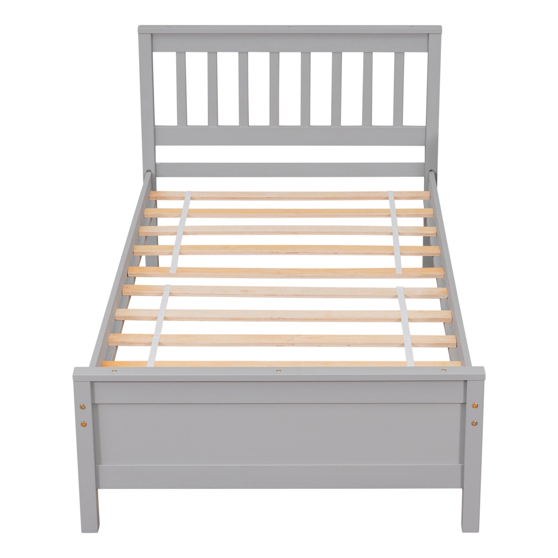 Twin Bed With Headboard And Footboard For Kids, Teens, Adults,With A Nightstand,Grey Twin Grey Pine