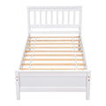 Twin Bed With Headboard And Footboard For Kids, Teens, Adults,With A Nightstand,Wite White Pine