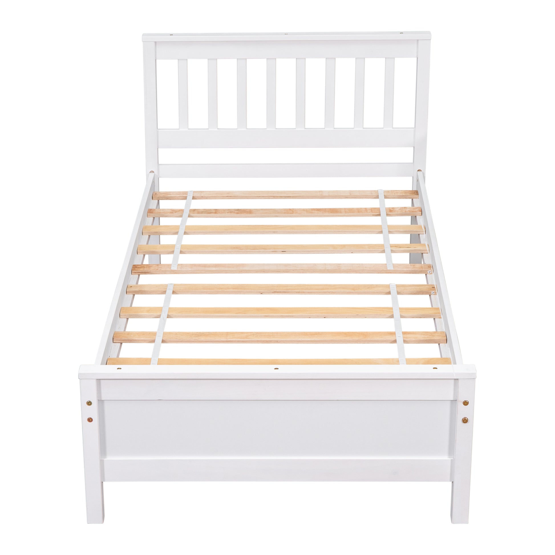 Twin Bed With Headboard And Footboard For Kids, Teens, Adults,With A Nightstand,Wite White Pine