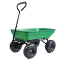 Folding Car Poly Garden Dump Truck With Steel Frame, 10 Inches. Pneumatic Tire, 300 Lb Capacity Body 55L Green Grass Green Metal